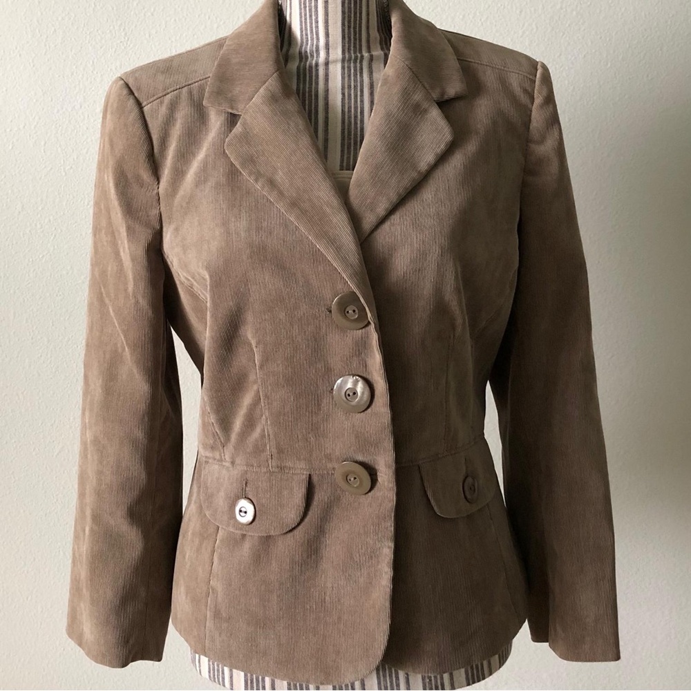 Renuar Tan Corduroy Three Button Blazer Size 10